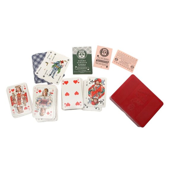 Vintage Schmid Rommé Bridge Canasta Cards 70s Germany 2 Card Decks Red Case - Picture 2 of 8